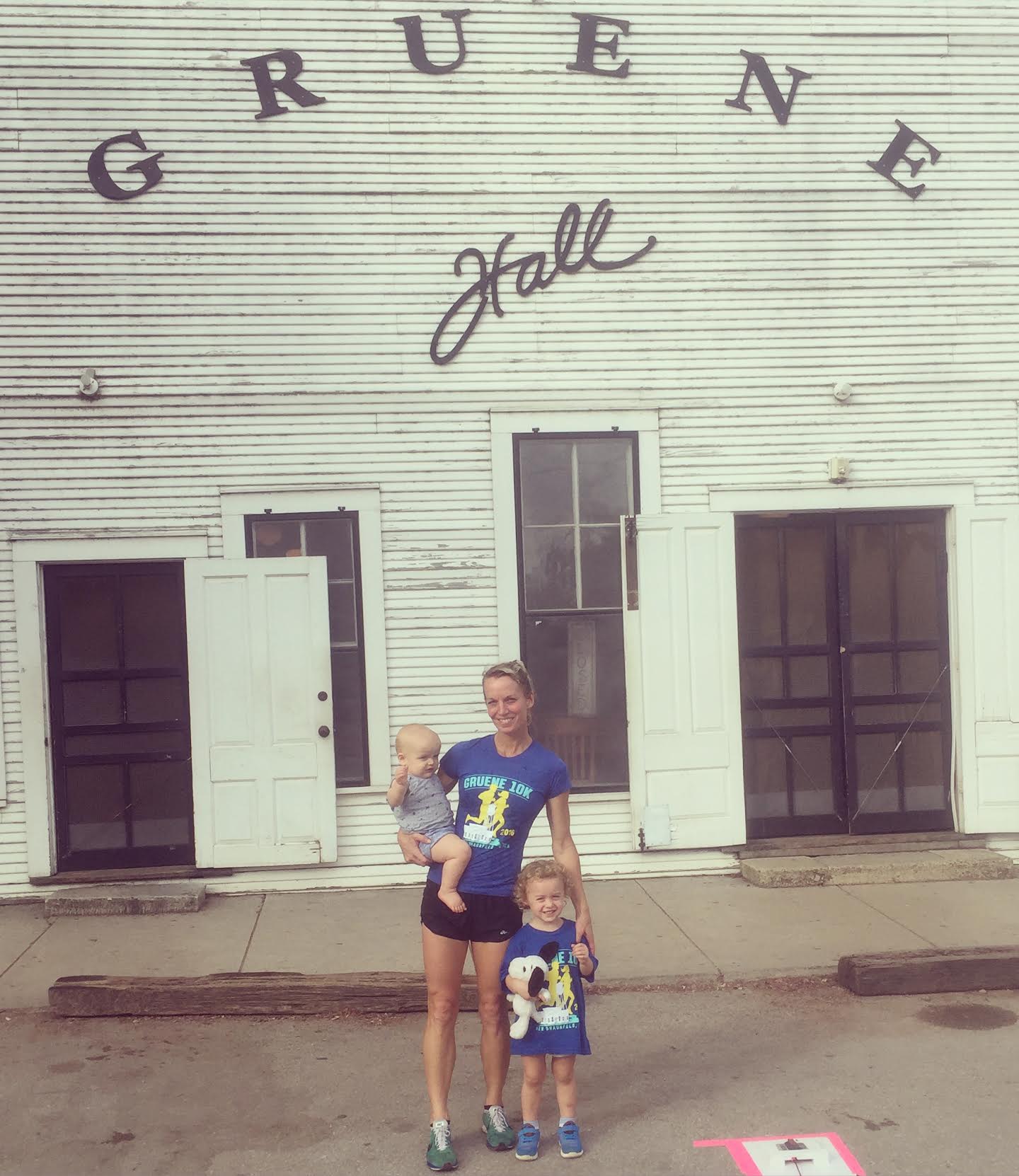 Woman with two children outside Gruene Hall