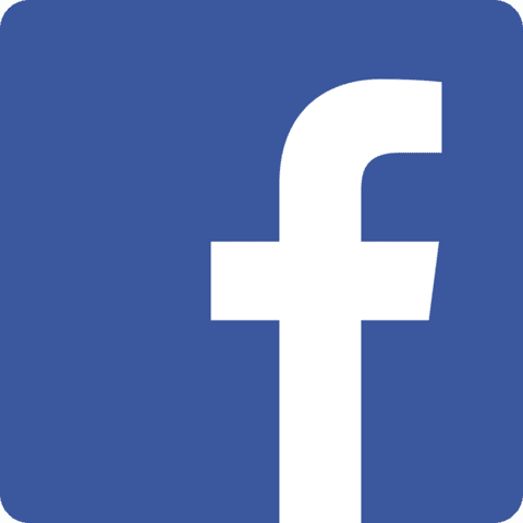 White Facebook "f" logo on blue background