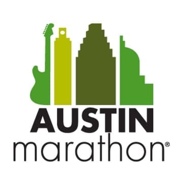 Austin Marathon logo featuring skyline and guitar Austin Marathon logo featuring skyline and guitar