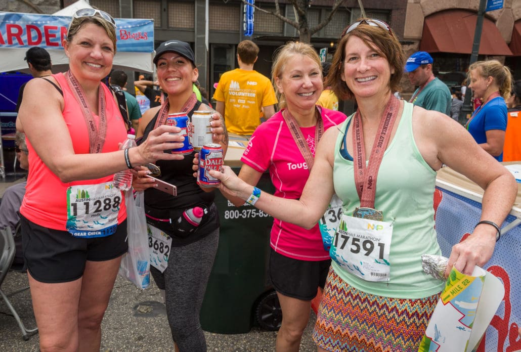 Image of corporate team celebration in the beer garden.