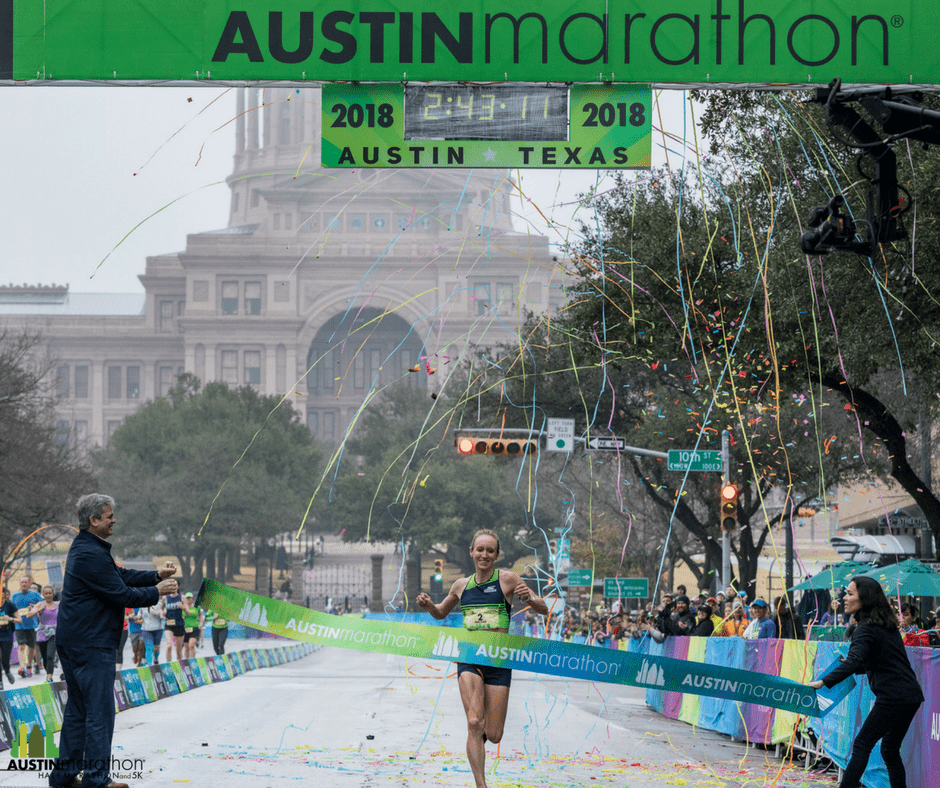Allison Macsas, 2018 Austin Marathon female champion. Allison Macsas, 2018 Austin Marathon female champion.