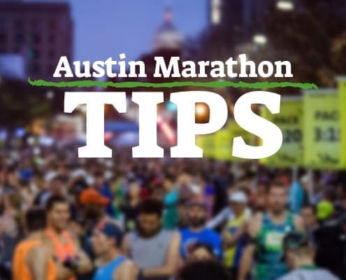Austin Marathon tips banner over crowded runners