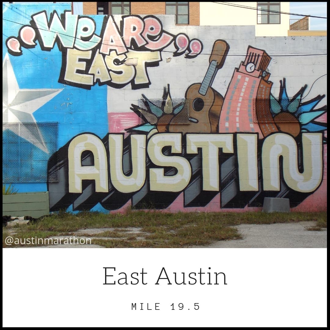 Colorful East Austin mural with large "AUSTIN" lettering Colorful East Austin mural with large "AUSTIN" lettering