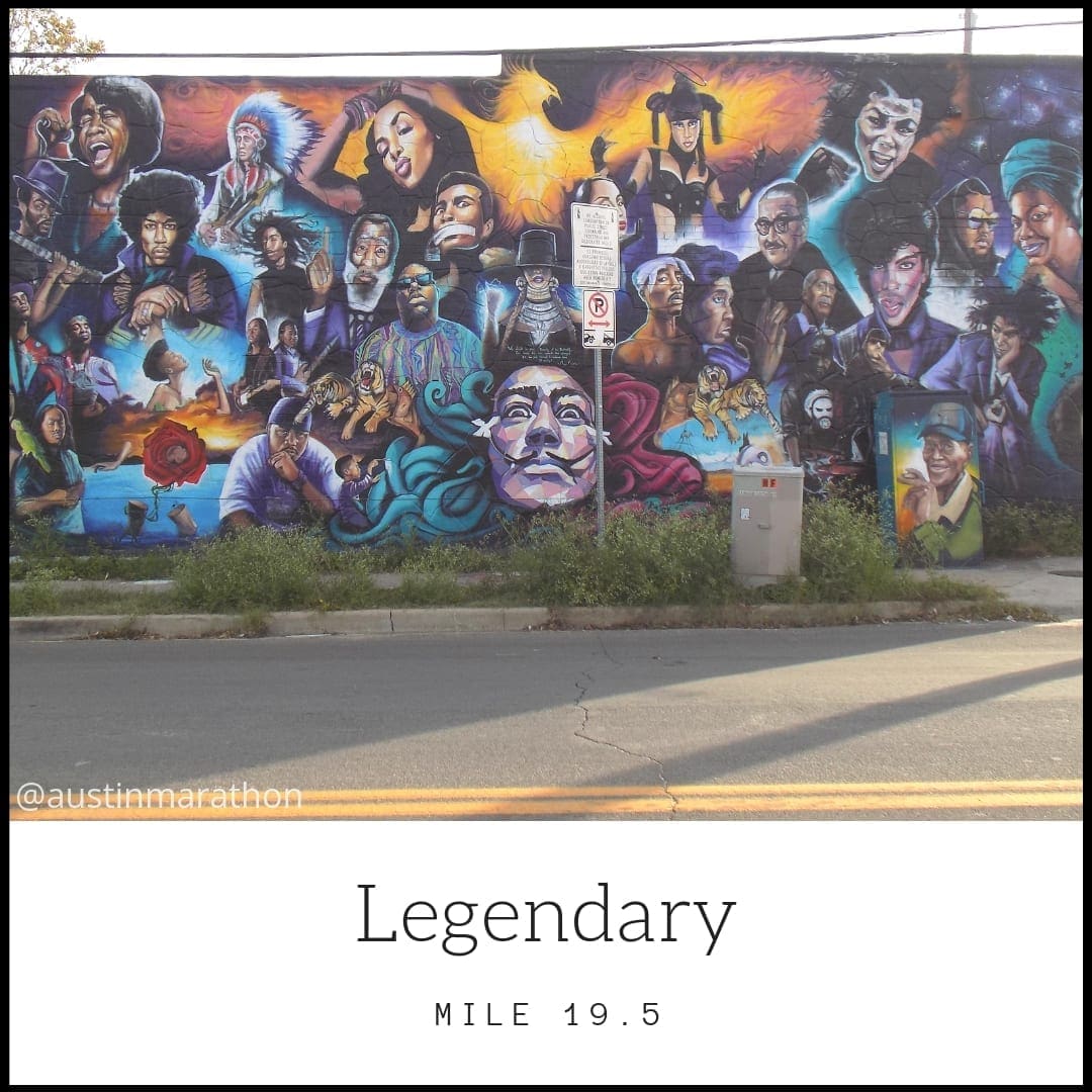 Vibrant mural titled "Legendary" featuring many portraits Vibrant mural titled "Legendary" featuring many portraits