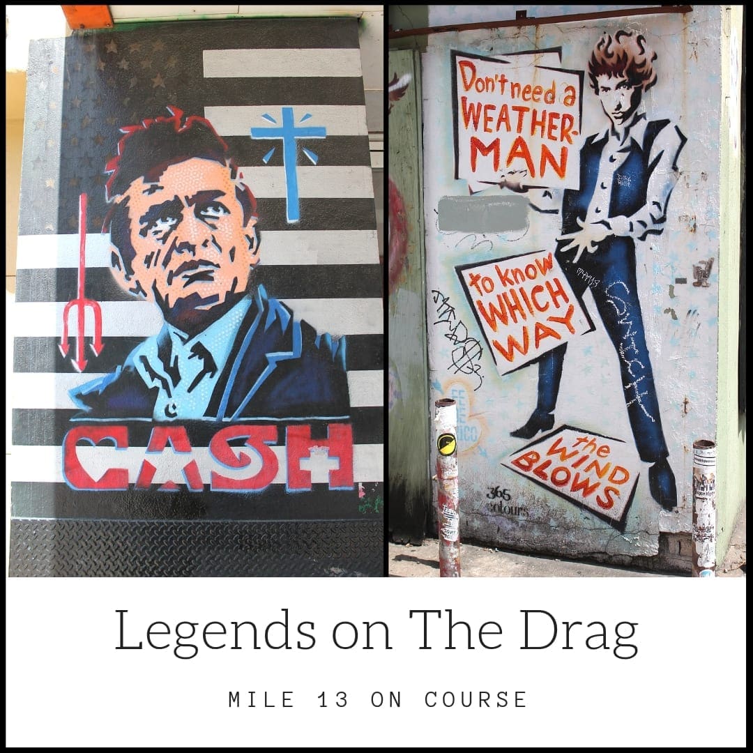Two street-art murals of male musicians Two street-art murals of male musicians