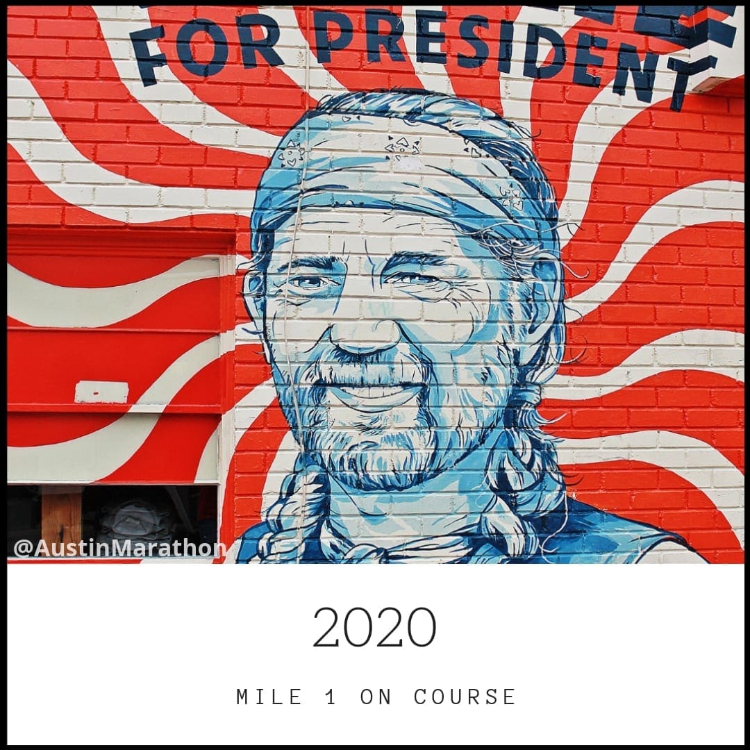 Blue mural portrait with 'For President' banner Blue mural portrait with 'For President' banner