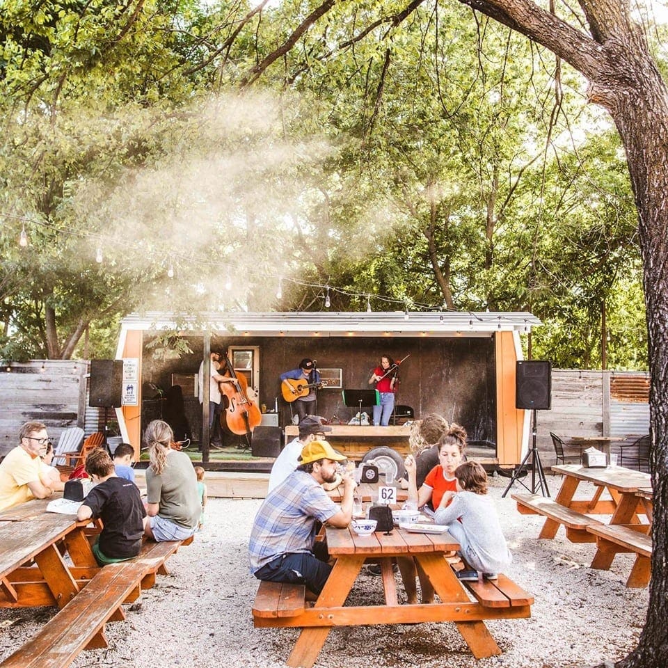 The outdoor seating is perfect for a group of runners at Sour Duck Market, one of our favorite East Austin restaurants.