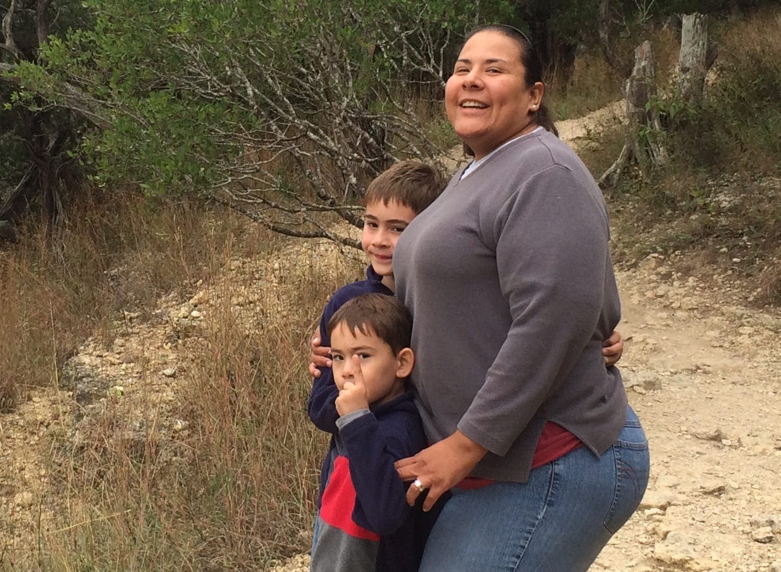 Erica Richart with her kids before she made a change to better her life through running.