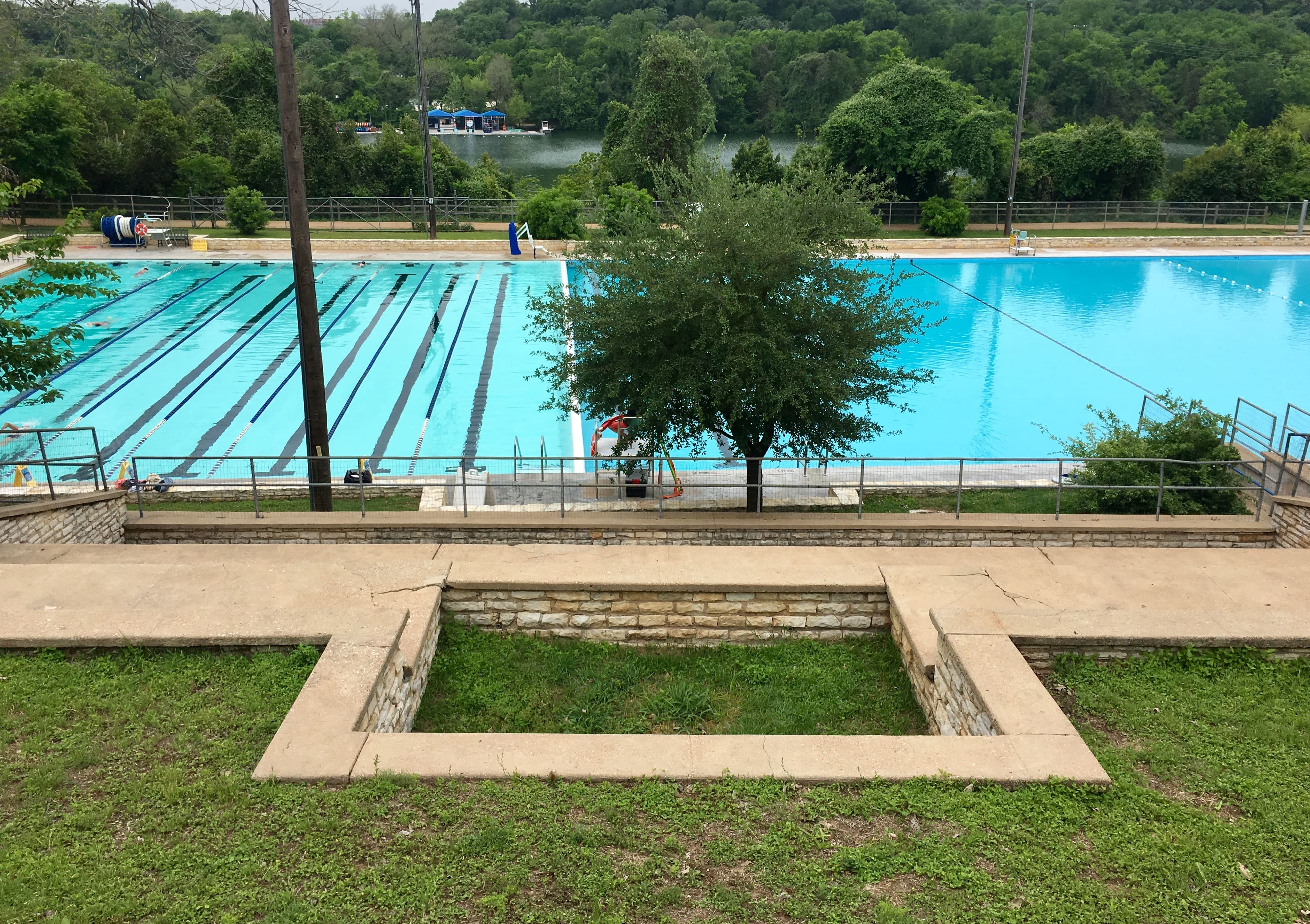 View of Deep Eddy Pool, located near Miles 6-13 of the Austin Marathon course.