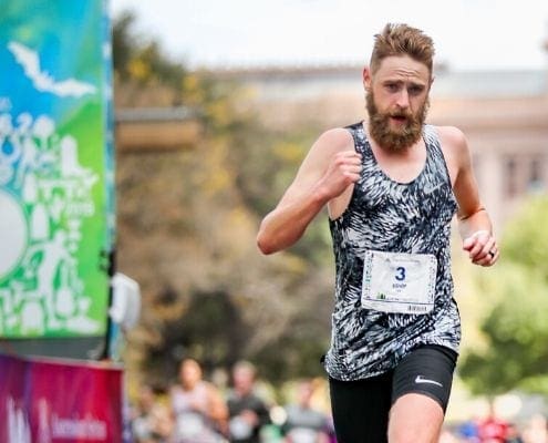 Daniel Bishop crosses the 2019 Austin Marathon finish line. He is included in the first round of elite runners accepted to the 2020 Austin Marathon elite field. Daniel Bishop crosses the 2019 Austin Marathon finish line. He is included in the first round of elite runners accepted to the 2020 Austin Marathon elite field.