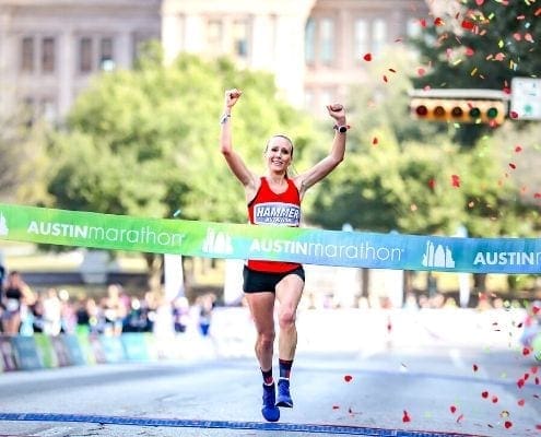 Image of 2019 Austin Marathon female champ, Heather Lieberg. She will race the 2020 Austin Half Marathon as her final Olympic Marathon Trials tune-up. Image of 2019 Austin Marathon female champ, Heather Lieberg. She will race the 2020 Austin Half Marathon as her final Olympic Marathon Trials tune-up.