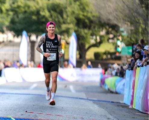 Image of Rory Tunningley crossing the 2019 Austin Marathon finish line as a pacer. Tunningley is included in the fourth round of elite runners accepted to the 2020 Austin Marathon. Image of Rory Tunningley crossing the 2019 Austin Marathon finish line as a pacer. Tunningley is included in the fourth round of elite runners accepted to the 2020 Austin Marathon.