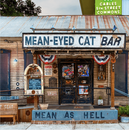 Weathered Mean-Eyed Cat Bar storefront
