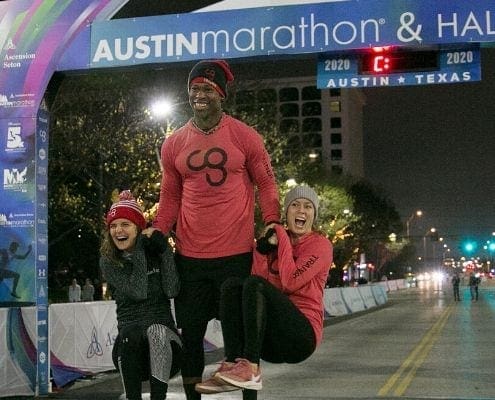 Image of Camp Gladiator Trainers warming up participants before the 2020 Austin Marathon. You can workout with their Trainers from anywhere in the world when you register for their Choose to Move virtual challenge today! Image of Camp Gladiator Trainers warming up participants before the 2020 Austin Marathon. You can workout with their Trainers from anywhere in the world when you register for their Choose to Move virtual challenge today!