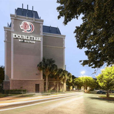 DoubleTree by Hilton hotel exterior at dusk DoubleTree by Hilton hotel exterior at dusk