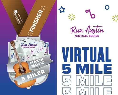 Design of the Makin' Music 5-Miler digital medal. Read more and learn about registering at https://youraustinmarathon.com/makin-music-5-miler/
