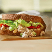 Chicken salad sandwich with lettuce and tomato