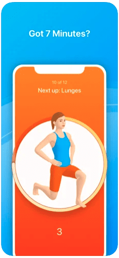 7-minute workout app showing lunges