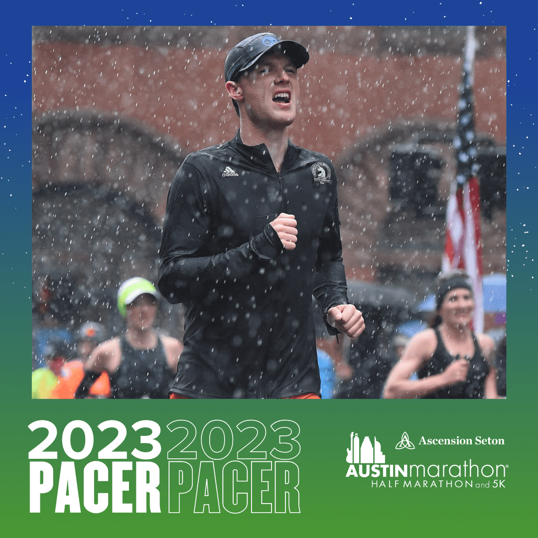 2023 Austin Marathon pacer running in rain 2023 Austin Marathon pacer running in rain