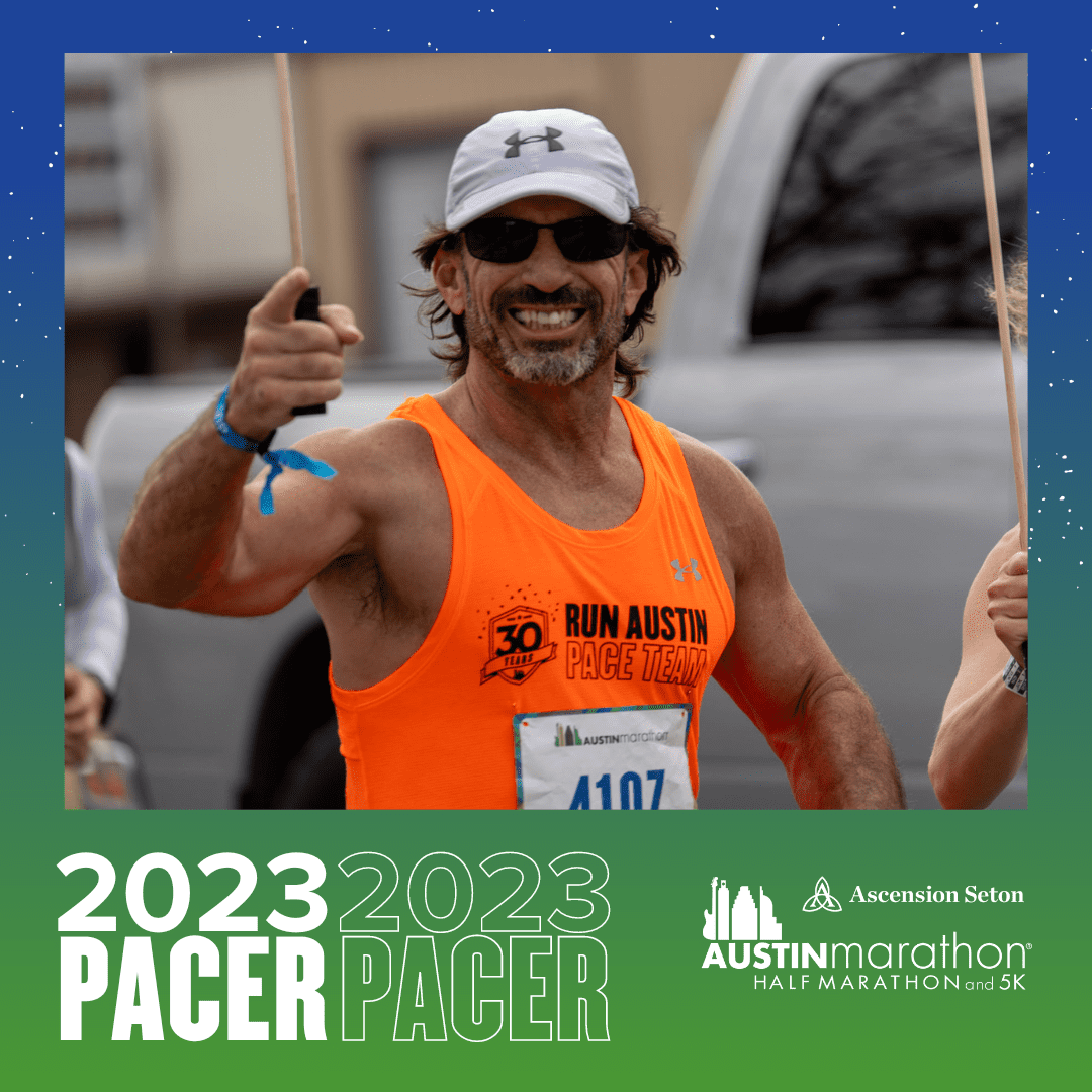 Austin marathon pacer giving thumbs up Austin marathon pacer giving thumbs up