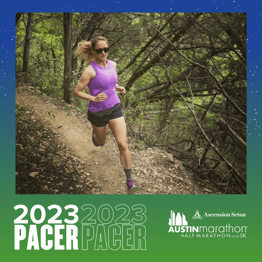 Woman trail runner in purple top Woman trail runner in purple top