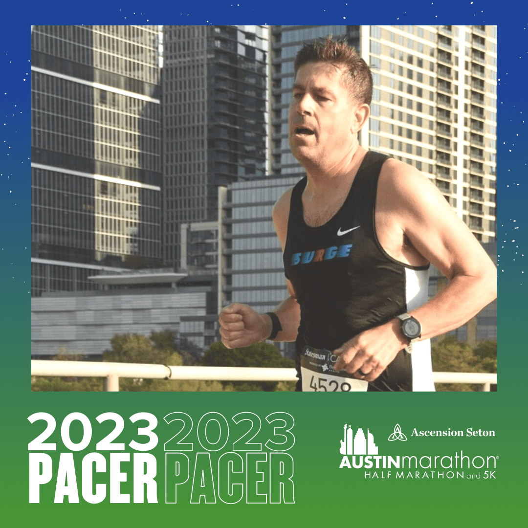 Austin Marathon pacer running downtown Austin Marathon pacer running downtown