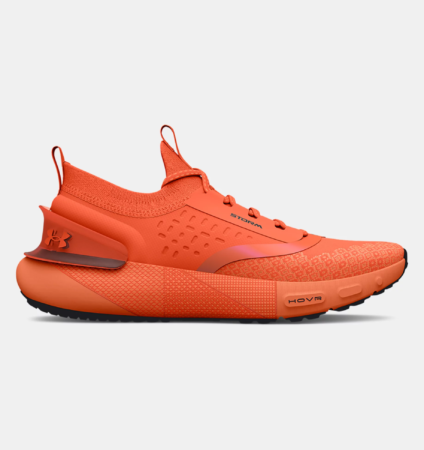 Bright orange athletic running shoe side view Bright orange athletic running shoe side view
