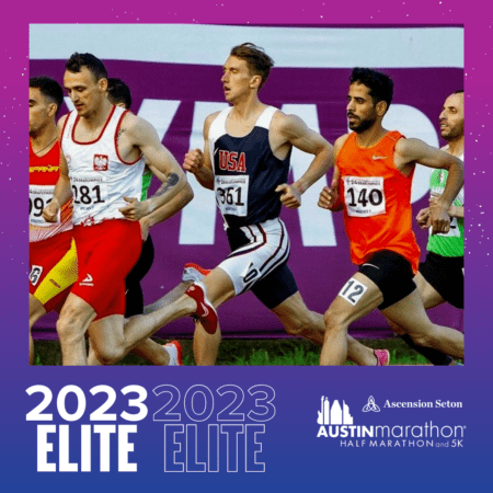 Elite runners racing at 2023 Austin Marathon