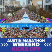 Crowded start line at Austin Marathon