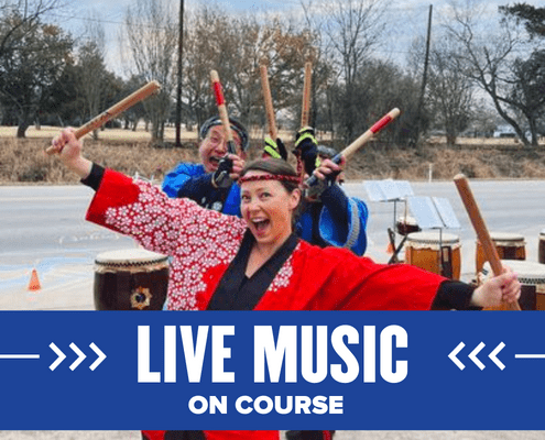 Live taiko drummers performing outdoors