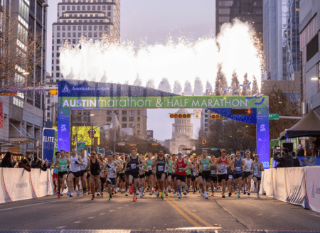 Runners starting Austin marathon under fireworks