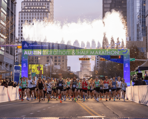 Runners starting Austin marathon under fireworks