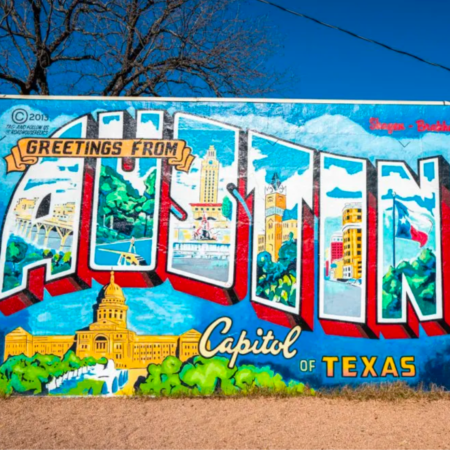Greetings from Austin mural, Texas Capitol