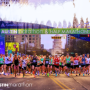 Runners starting Austin Marathon under fireworks