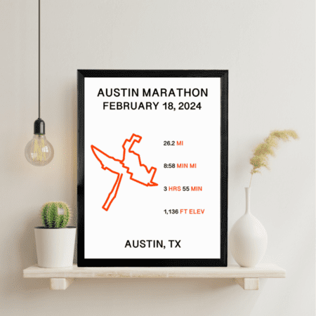 Framed Austin Marathon route poster