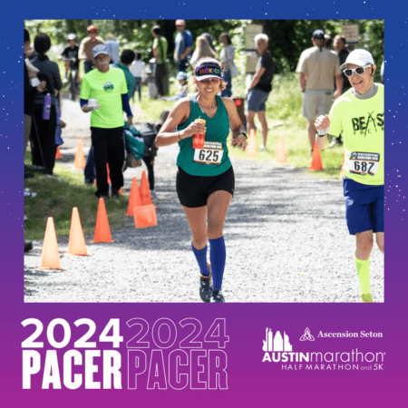 2024 Austin Marathon pacers running on trail