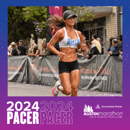Female pacer running at Austin Marathon
