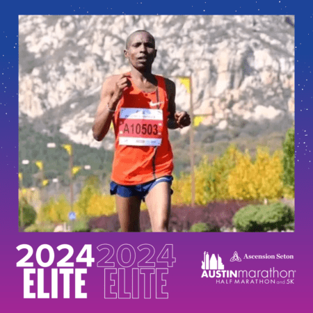Elite Austin Marathon runner in red singlet