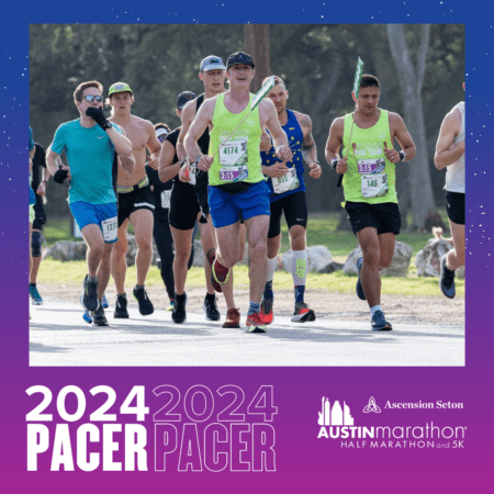 Austin Marathon pacers running on road