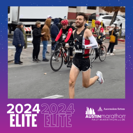 Elite runner smiling during Austin Half Marathon