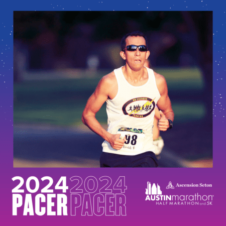 Austin Marathon pacer wearing sunglasses