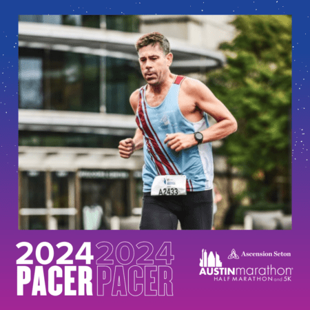 Pacer running at Austin Marathon 2024