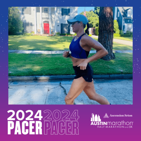 Austin Marathon pacer running in neighborhood