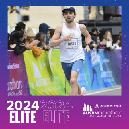 Elite runner at Austin Marathon finish