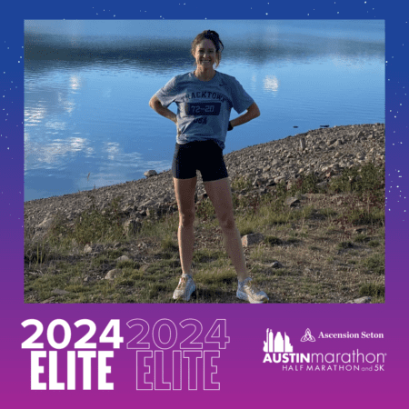 Austin Marathon runner posing by lakeside