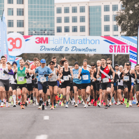 Runners at the 3M Half Marathon start