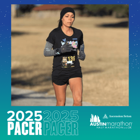 A runner in athletic gear is focused while participating in the Austin Marathon 2025. Part of a dedicated pacer group, the athlete maintains a steady rhythm against the backdrop of a natural outdoor setting. Austin Marathon Half Marathon & 5K A runner in athletic gear is focused while participating in the Austin Marathon 2025. Part of a dedicated pacer group, the athlete maintains a steady rhythm against the backdrop of a natural outdoor setting. Austin Marathon Half Marathon & 5K