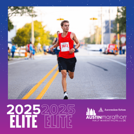 Runner in red singlet at Austin Marathon Runner in red singlet at Austin Marathon
