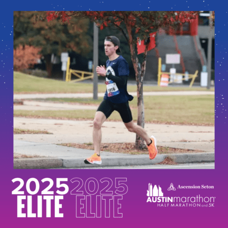 Runner competing in Austin Marathon elite frame Runner competing in Austin Marathon elite frame