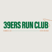 Bold green text reads "39ERS RUN CLUB" with smaller orange text below: "RUNNING CLUB" on the left and "EVERY SATURDAY" on the right—perfect for Austin running groups or anyone seeking free group runs. An orange curved line decorates the top right corner. Austin Marathon Half Marathon & 5K Bold green text reads "39ERS RUN CLUB" with smaller orange text below: "RUNNING CLUB" on the left and "EVERY SATURDAY" on the right—perfect for Austin running groups or anyone seeking free group runs. An orange curved line decorates the top right corner. Austin Marathon Half Marathon & 5K